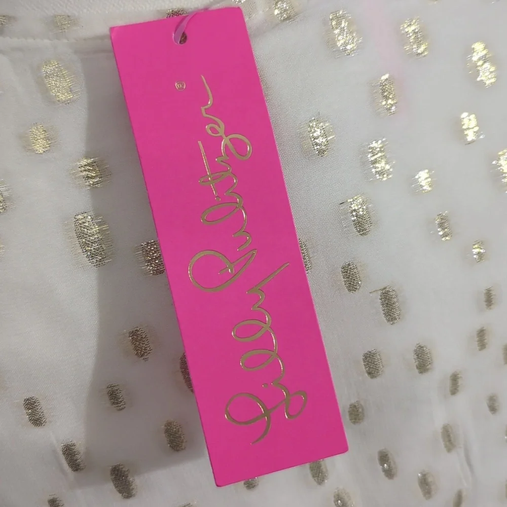 Lilly Pulitzer Christiana Midi Cream Long Sleeve Bishop V-Neck Dress Size 2 - Picture 5 of 12